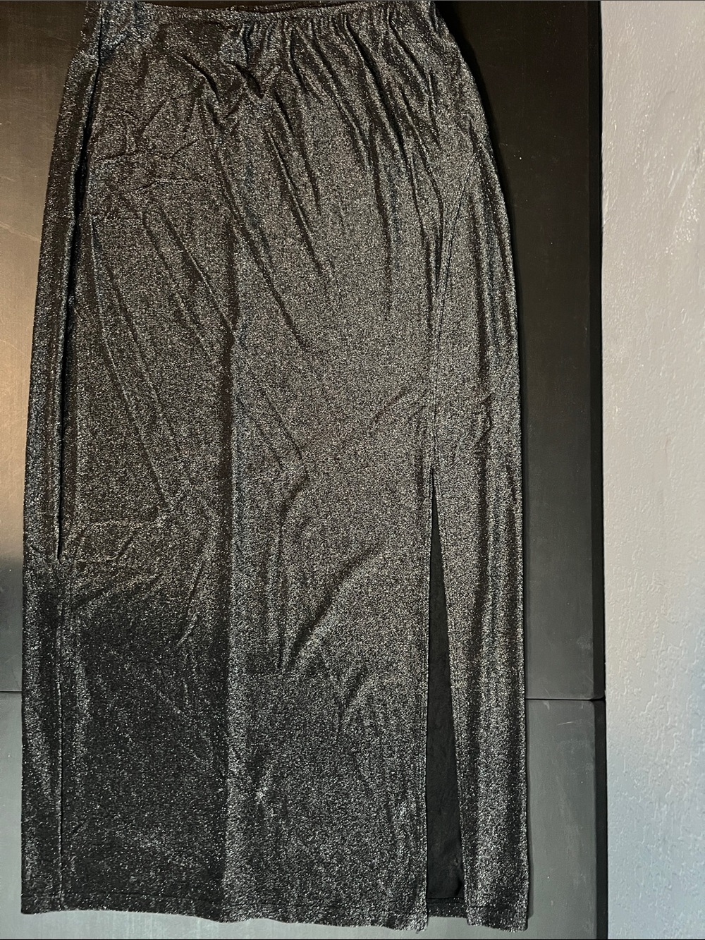 Fashion Bug Black Shimmer Maxi Skirt with Side Slit